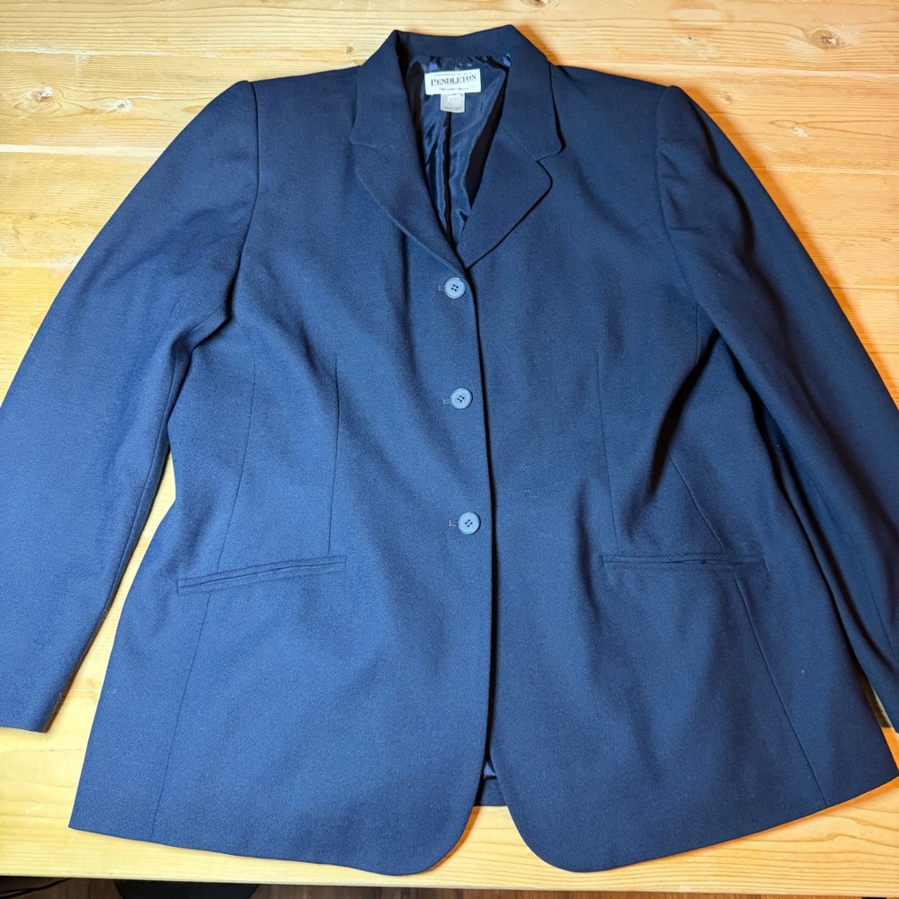 Pendleton Navy Blue Wool Blend 3-Button Blazer Jacket Womens Size 16 RN 29685‎